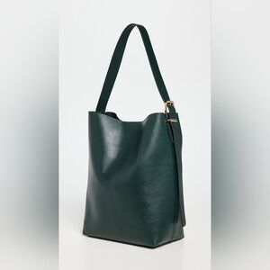 Madewell Essential Bucket Tote Bag Handbag Purse Green Leather Gold Buckle